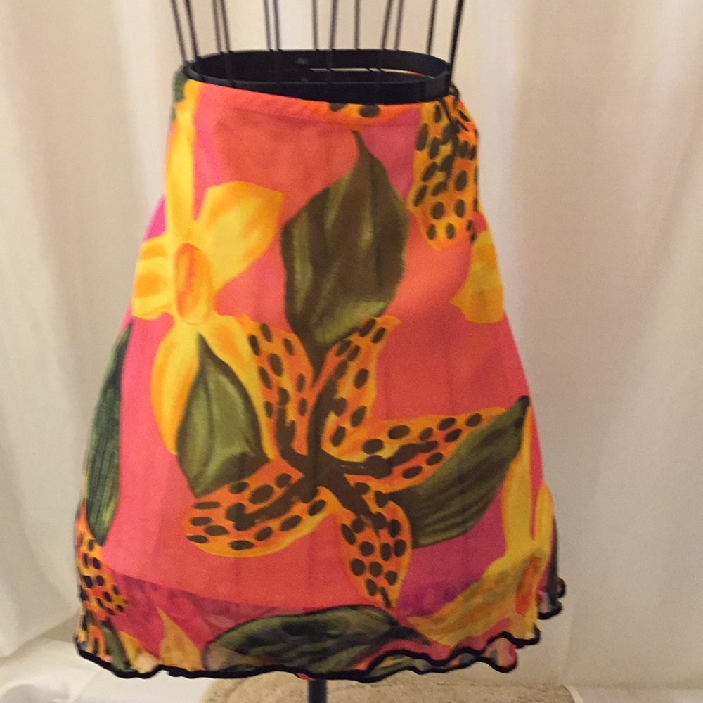 DStudio 100% Silk Floral Skirt